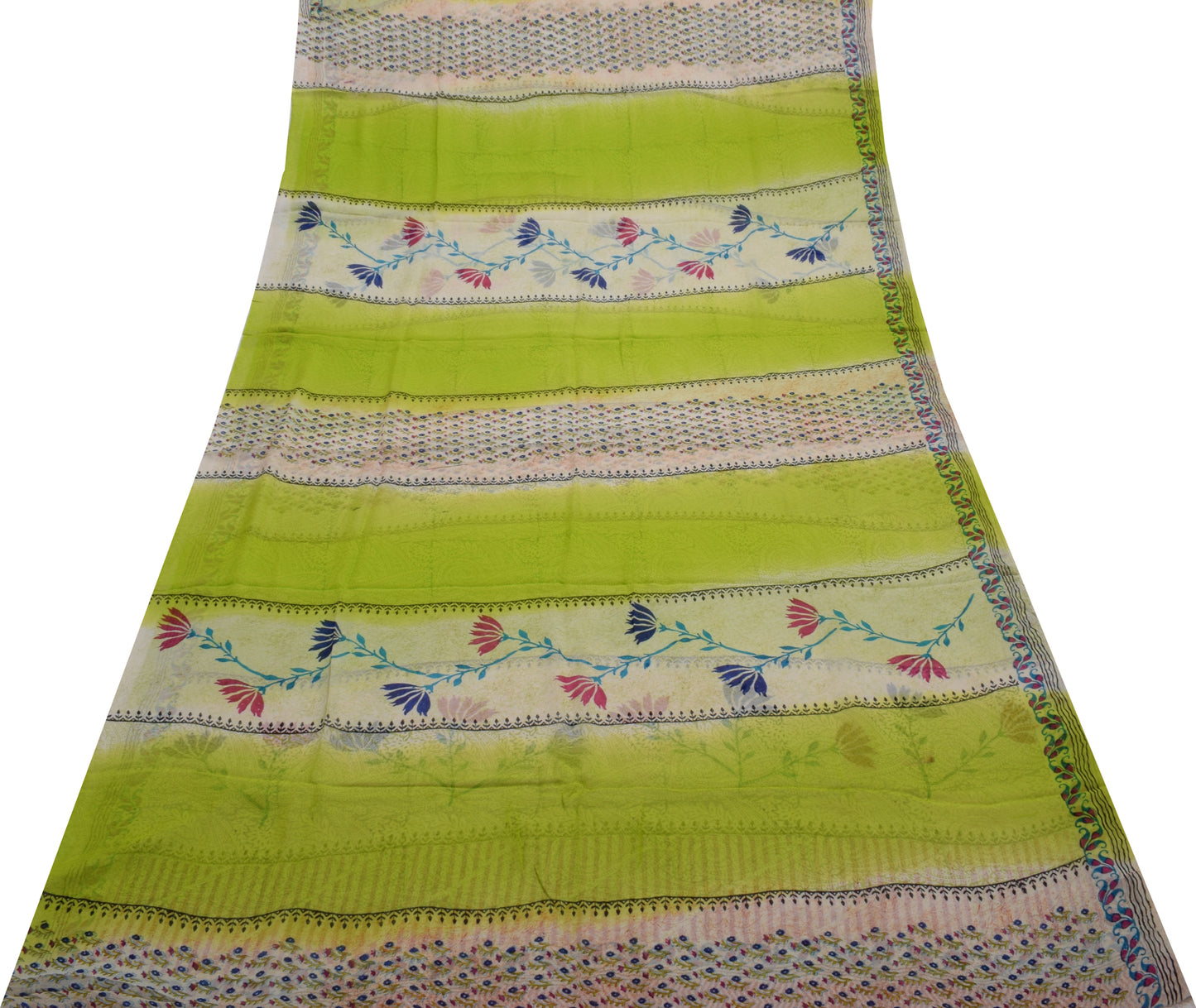 Sushila Vintage Indian Saree Pure Georgette Silk Printed 5 Yard Craft Fabric