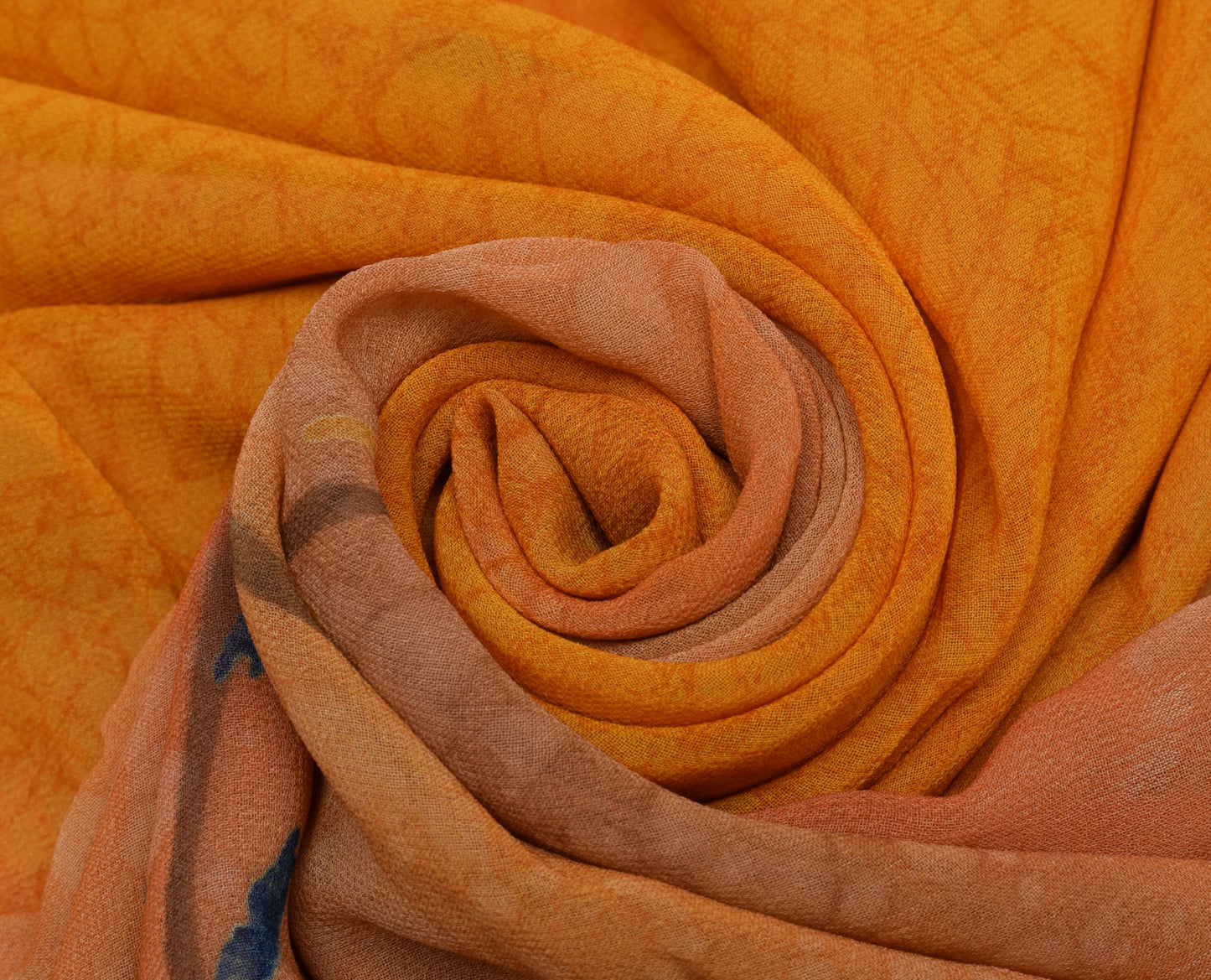 Sushila Vintage Mustard Sari Pure Georgette Silk Printed Floral Craft Fabric