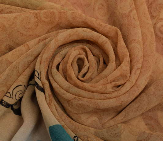 Sushila Vintage Branded Saree 100% Pure Georgette Silk Printed Craft Fabric