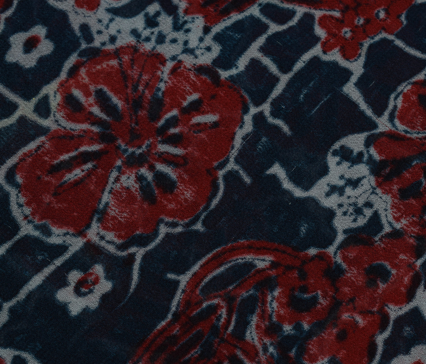 Sushila Vintage Blue Saree 100% Pure Georgette Silk Printed Polka Dots Fabric
