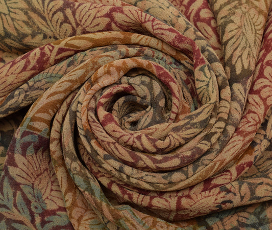 Sushila Vintage Multi-Color Saree 100% Pure Georgette Silk Printed Floral Fabric