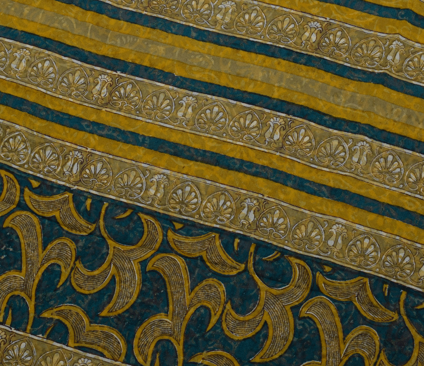 Sushila Vintage Blue Saree 100% Pure Georgette Silk Printed Floral Craft Fabric