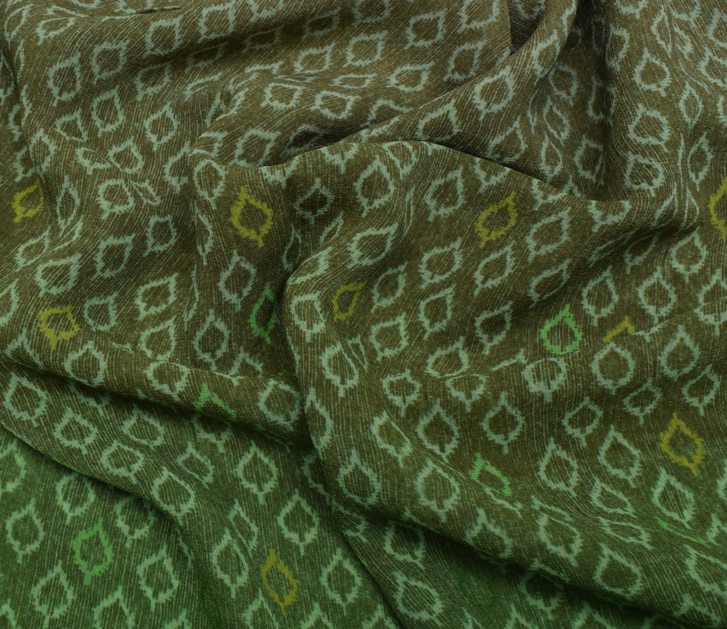 Sushila Vintage Indian Saree 100% Pure Georgette Silk Printed 5 YD Craft Fabric