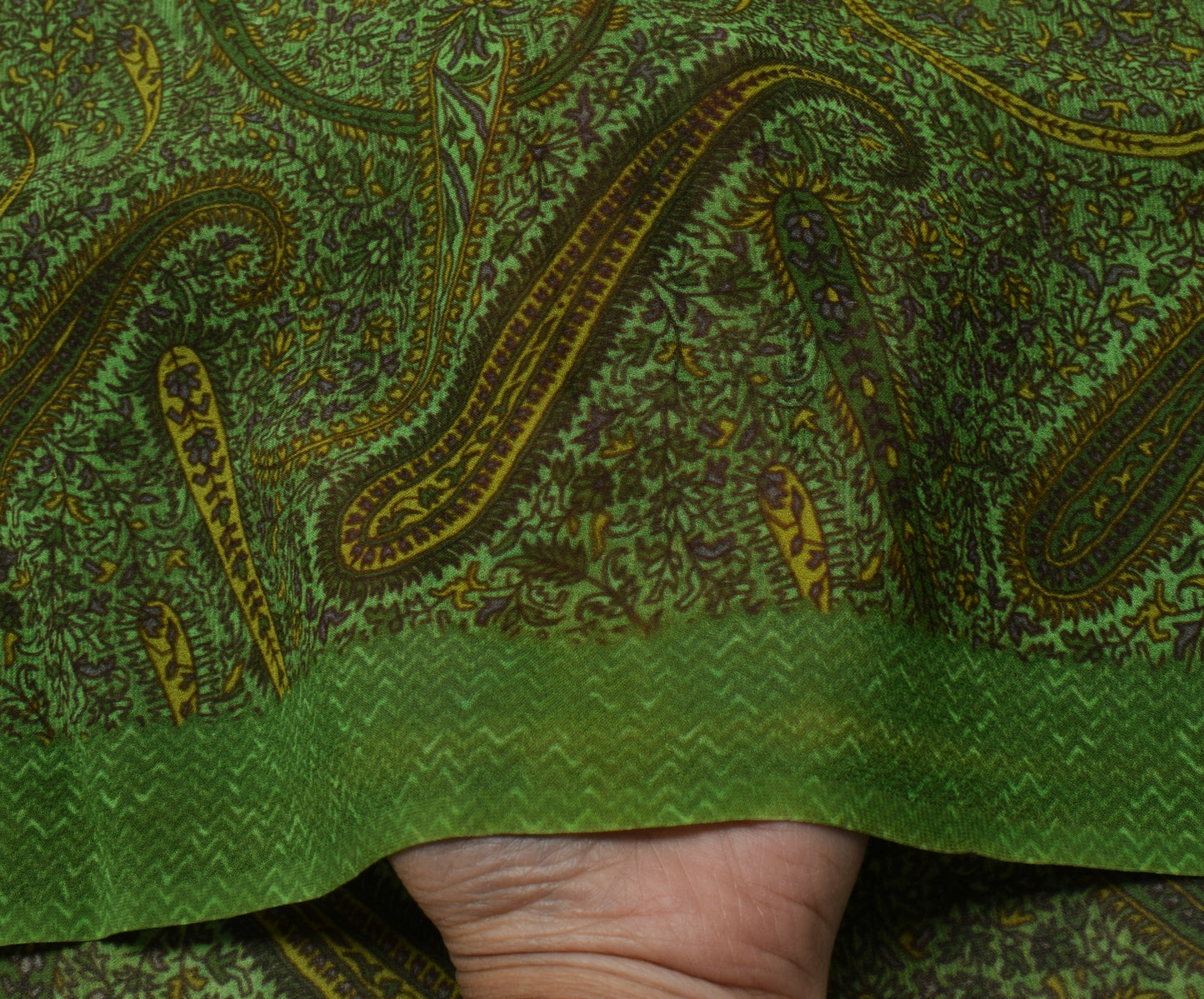 Sushila Vintage Indian Saree 100% Pure Georgette Silk Printed 5 YD Craft Fabric