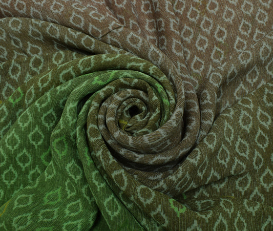 Sushila Vintage Indian Saree 100% Pure Georgette Silk Printed 5 YD Craft Fabric