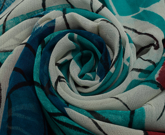 Sushila Vintage Indian Saree Pure Georgette Silk Printed 5 Yard Craft Fabric