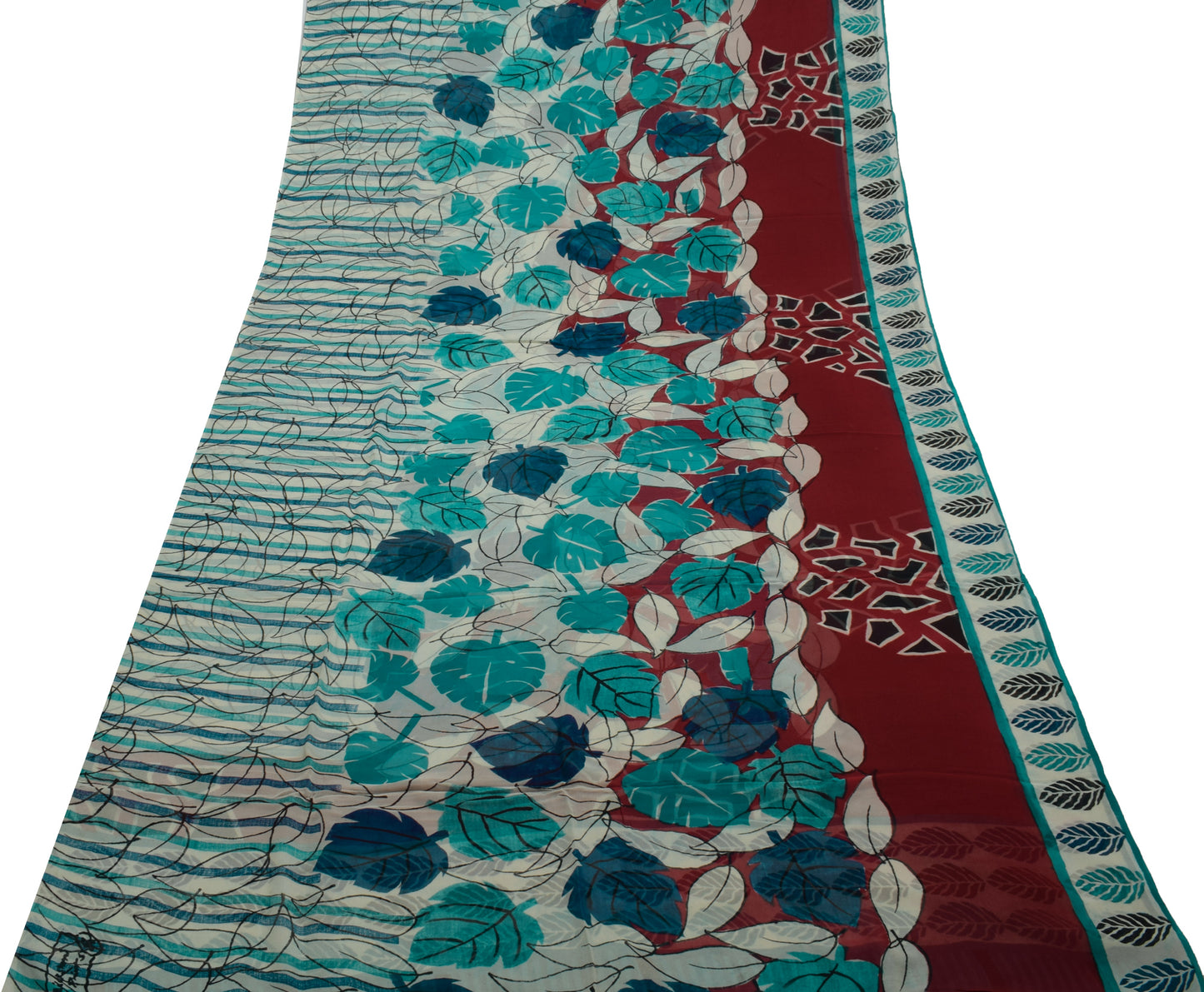 Sushila Vintage Indian Saree Pure Georgette Silk Printed 5 Yard Craft Fabric