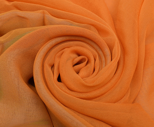 Sushila Vintage Orange Saree Pure Georgette Silk Printed Floral Craft Fabric