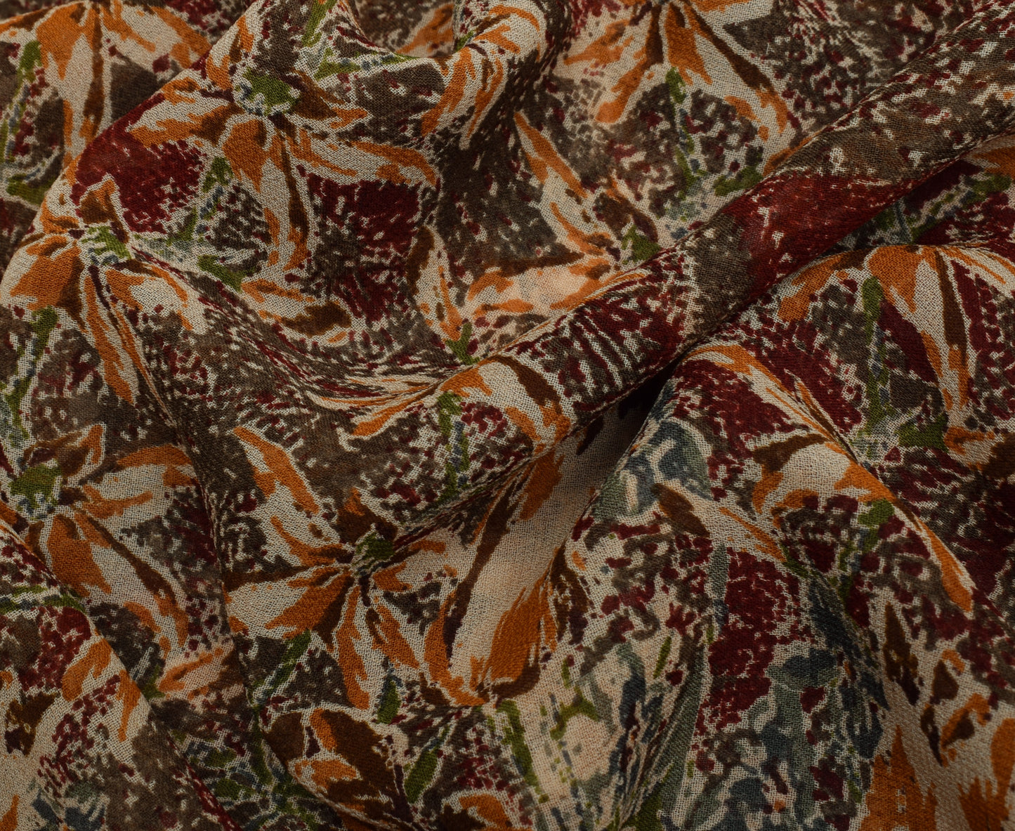 Sushila Vintage Indian Saree Pure Georgette Silk Printed Floral Craft Fabric