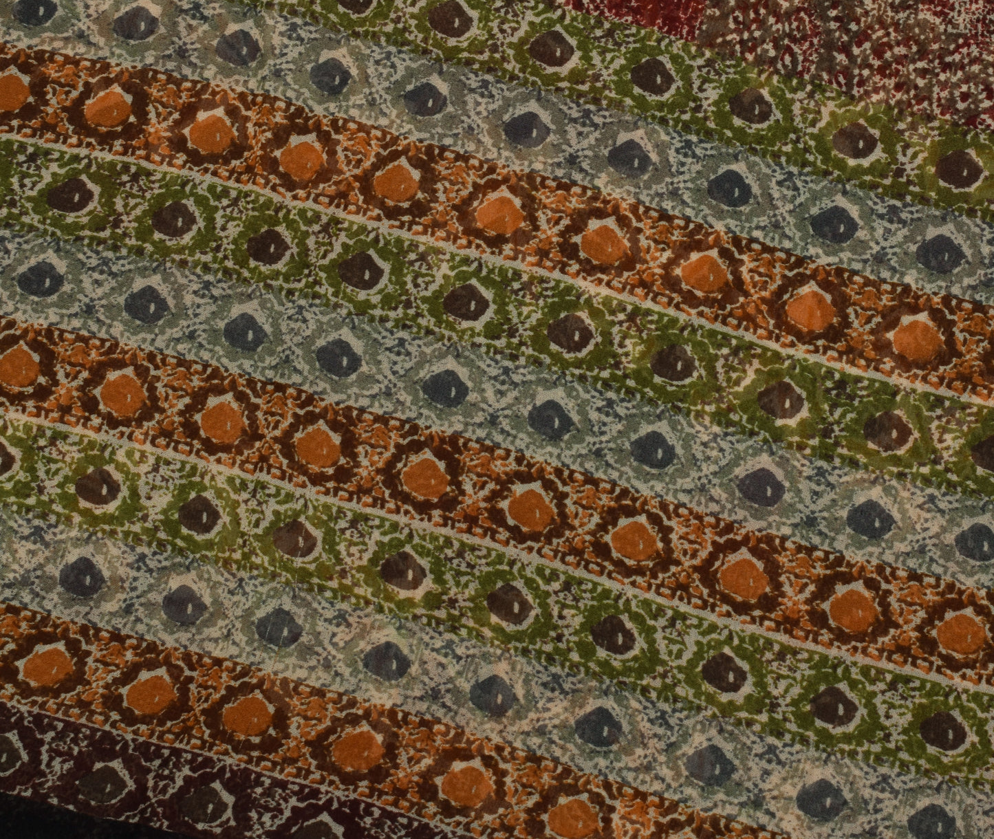 Sushila Vintage Indian Saree Pure Georgette Silk Printed Floral Craft Fabric