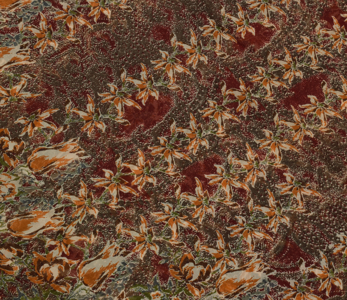 Sushila Vintage Indian Saree Pure Georgette Silk Printed Floral Craft Fabric