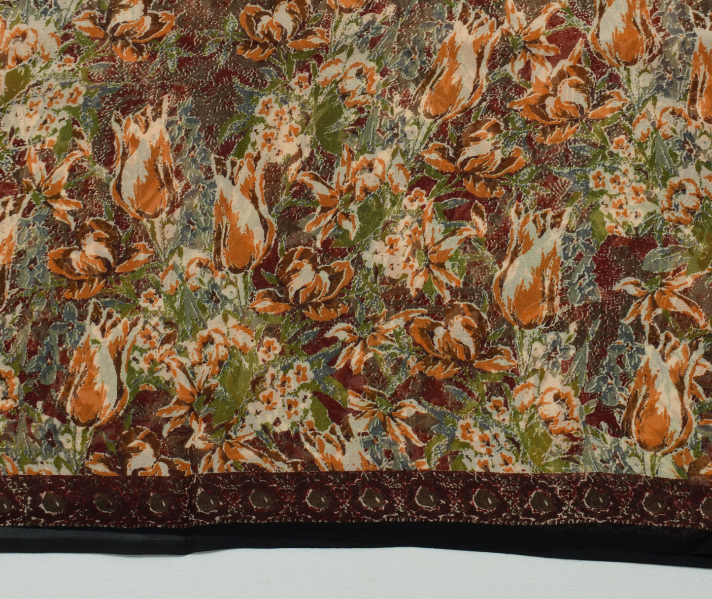 Sushila Vintage Indian Saree Pure Georgette Silk Printed Floral Craft Fabric