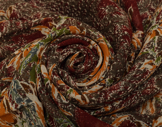 Sushila Vintage Indian Saree Pure Georgette Silk Printed Floral Craft Fabric