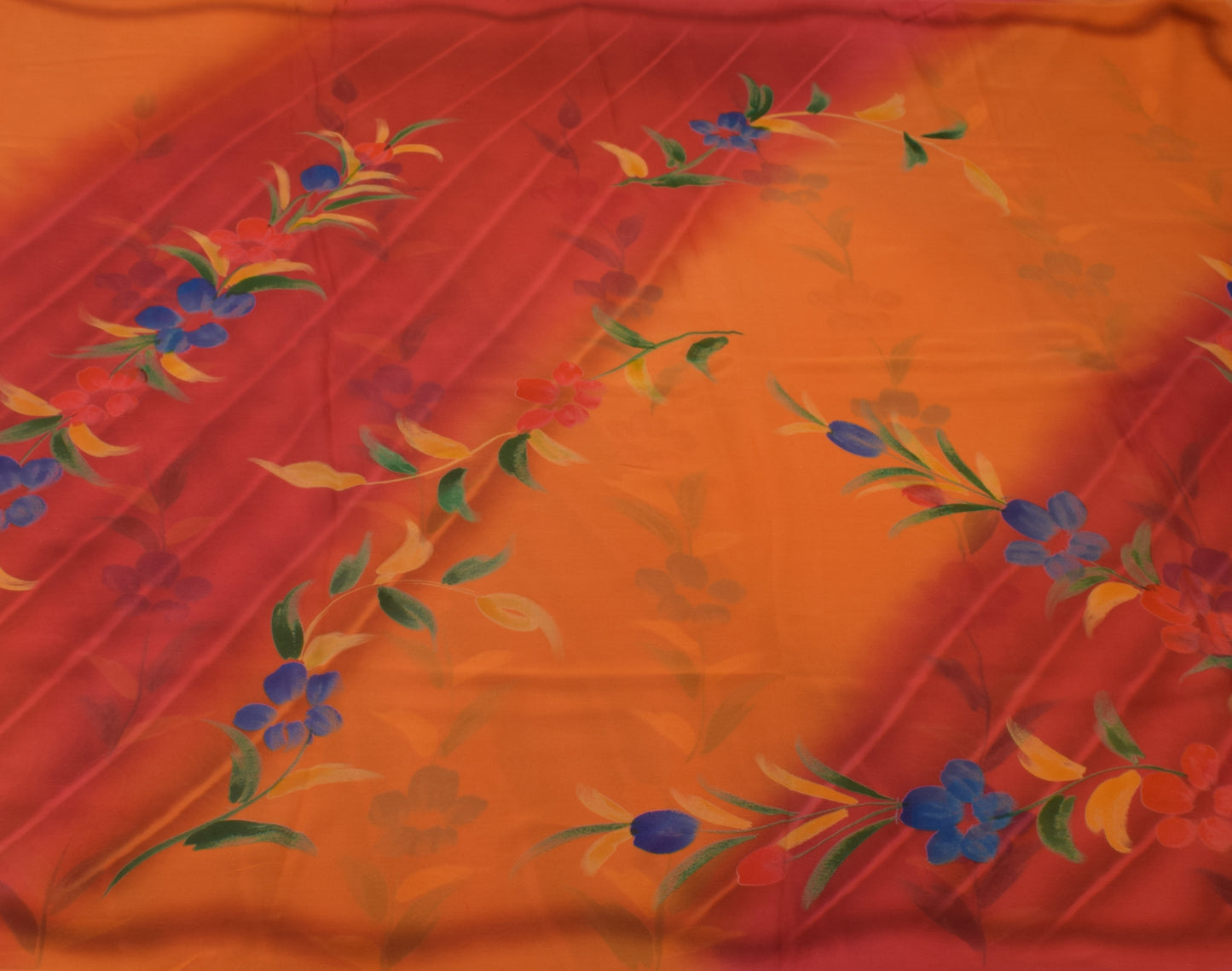 Sushila Vintage Indian Saree Pure Georgette Silk Printed Floral Craft Fabric