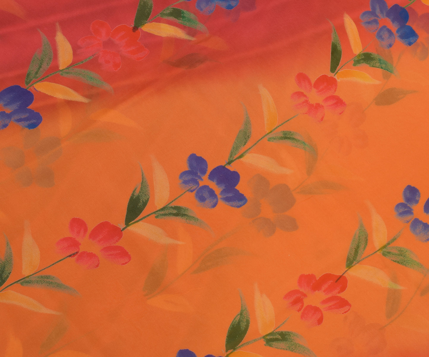 Sushila Vintage Indian Saree Pure Georgette Silk Printed Floral Craft Fabric