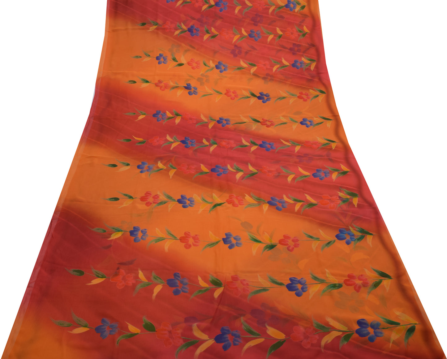 Sushila Vintage Indian Saree Pure Georgette Silk Printed Floral Craft Fabric