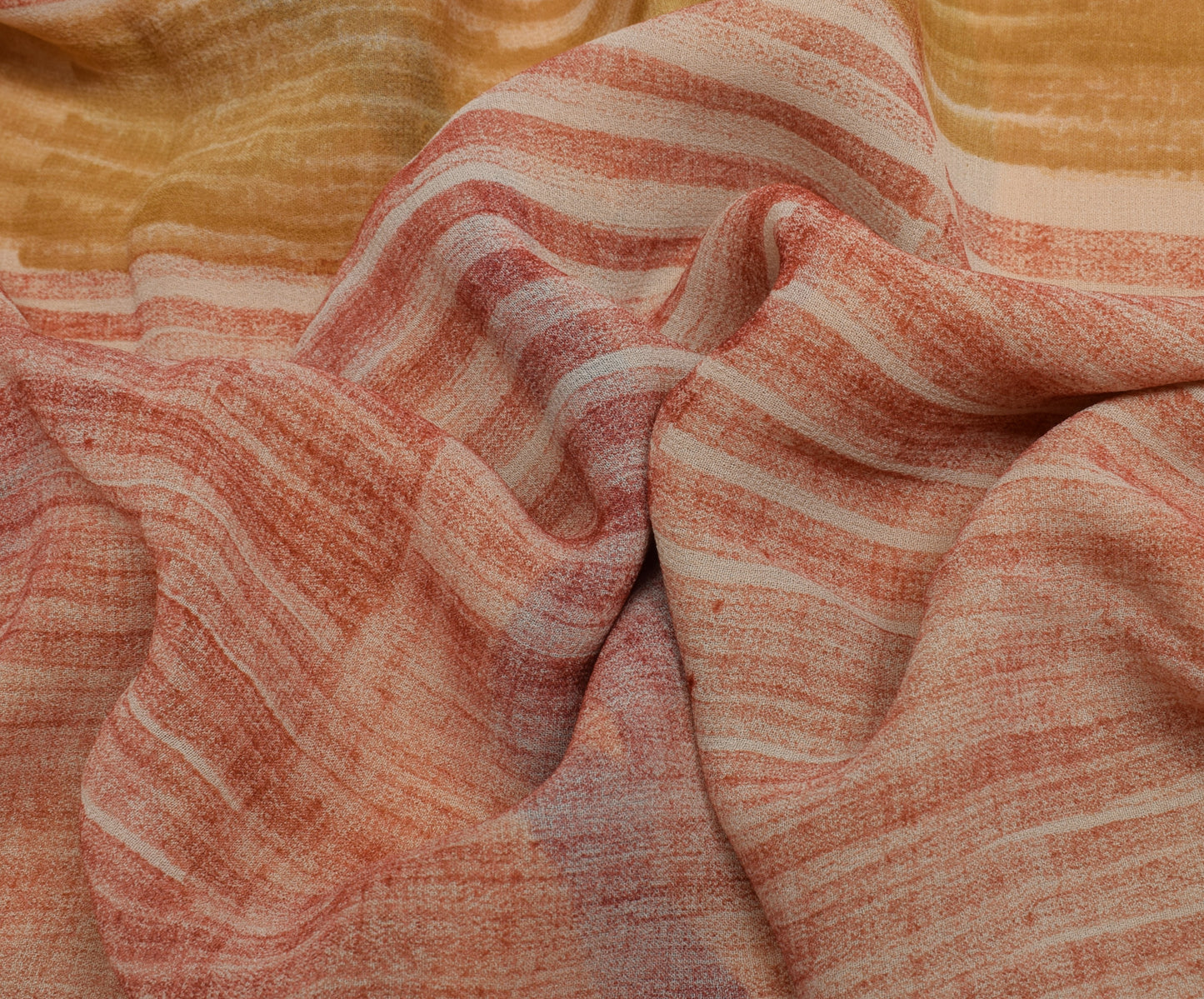 Sushila Vintage Indian Saree 100% Pure Georgette Silk Printed 5 YD Craft Fabric