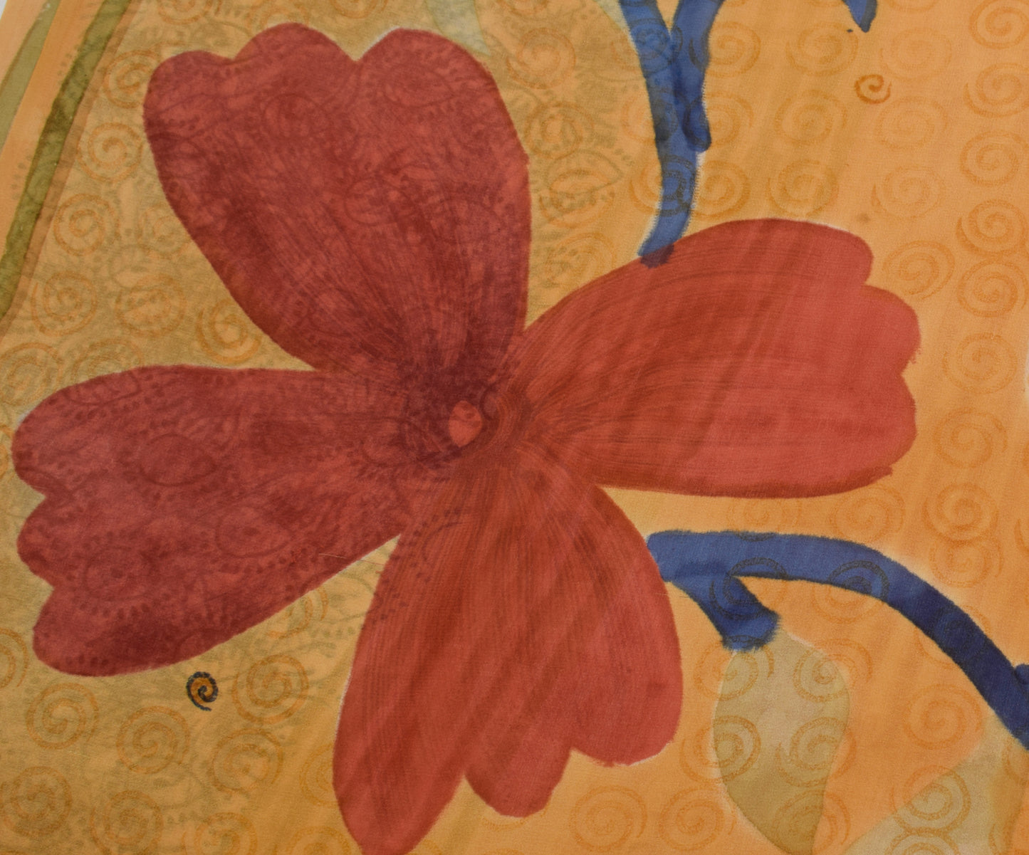 Sushila Vintage Indian Saree 100% Pure Georgette Silk Printed 5 YD Craft Fabric