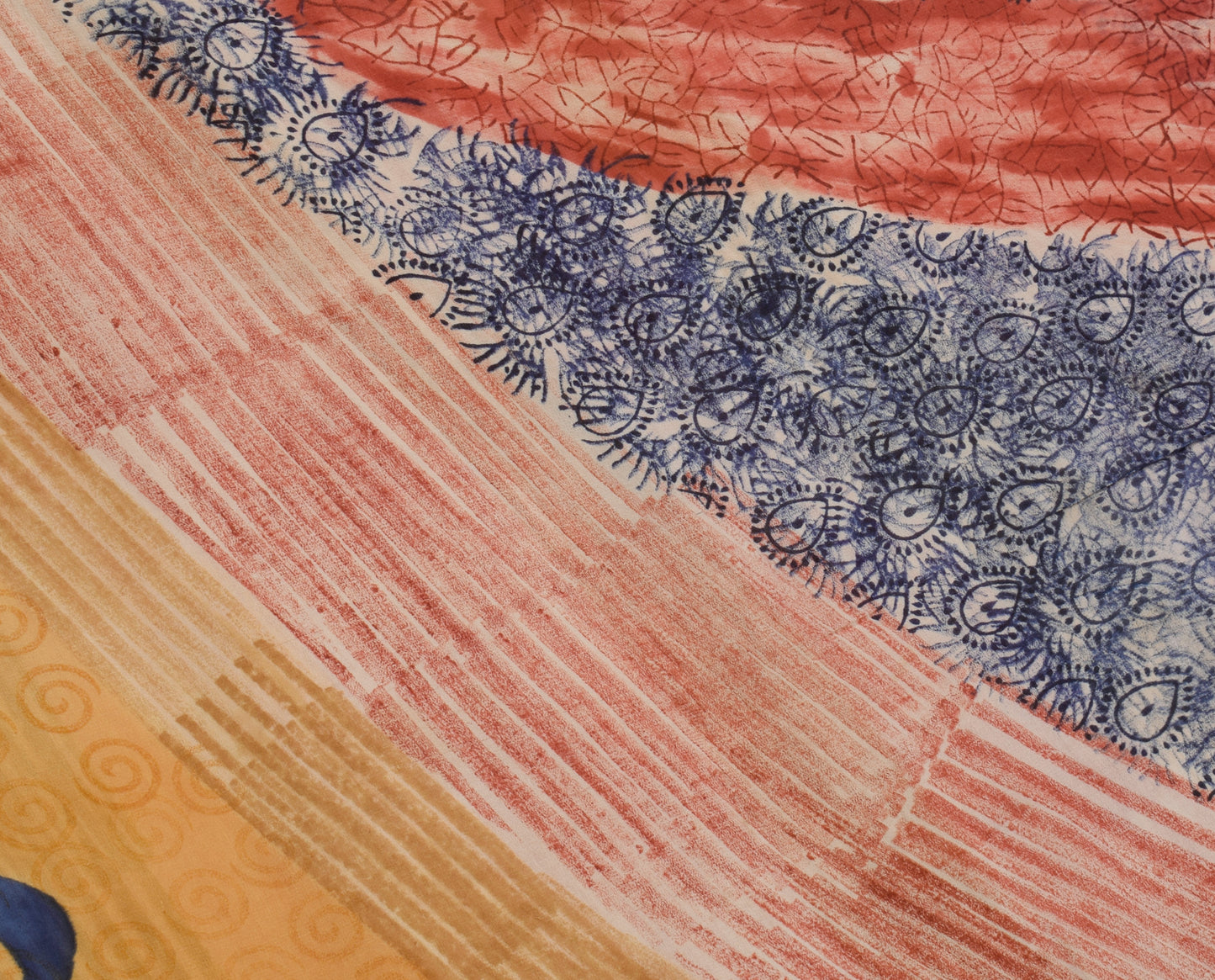 Sushila Vintage Indian Saree 100% Pure Georgette Silk Printed 5 YD Craft Fabric