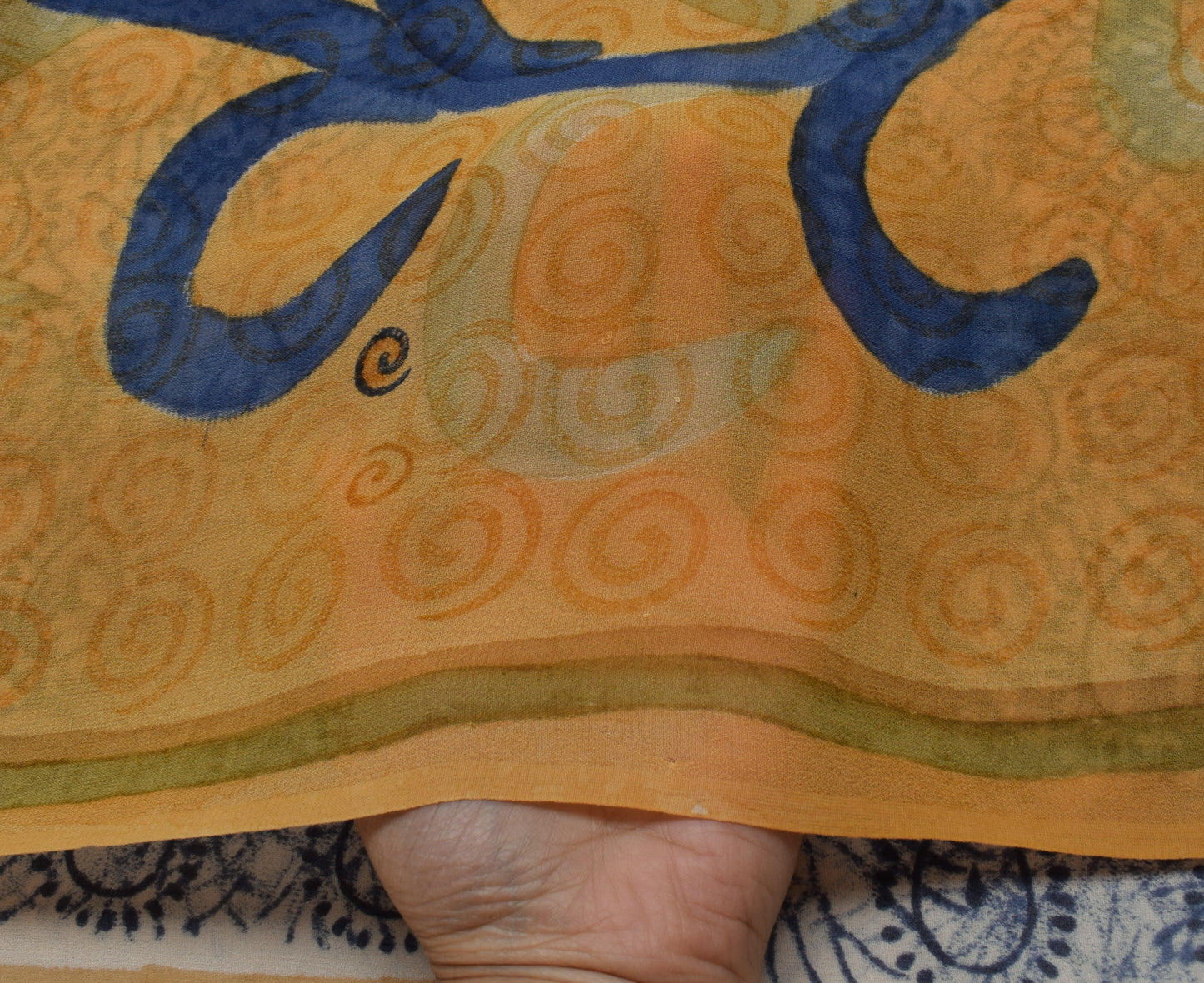 Sushila Vintage Indian Saree 100% Pure Georgette Silk Printed 5 YD Craft Fabric