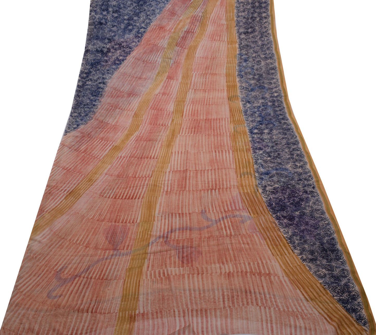 Sushila Vintage Indian Saree 100% Pure Georgette Silk Printed 5 YD Craft Fabric