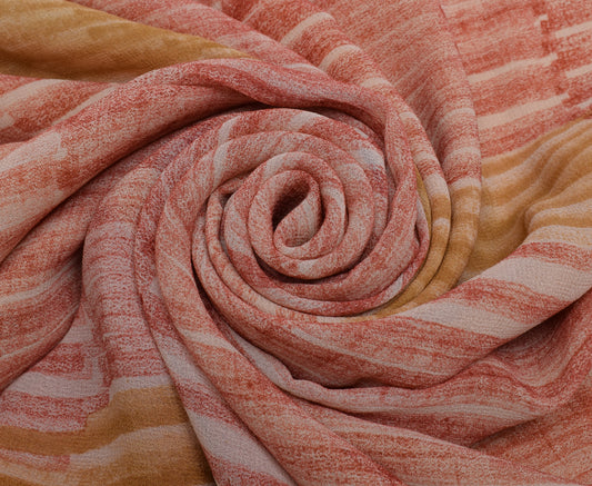 Sushila Vintage Indian Saree 100% Pure Georgette Silk Printed 5 YD Craft Fabric