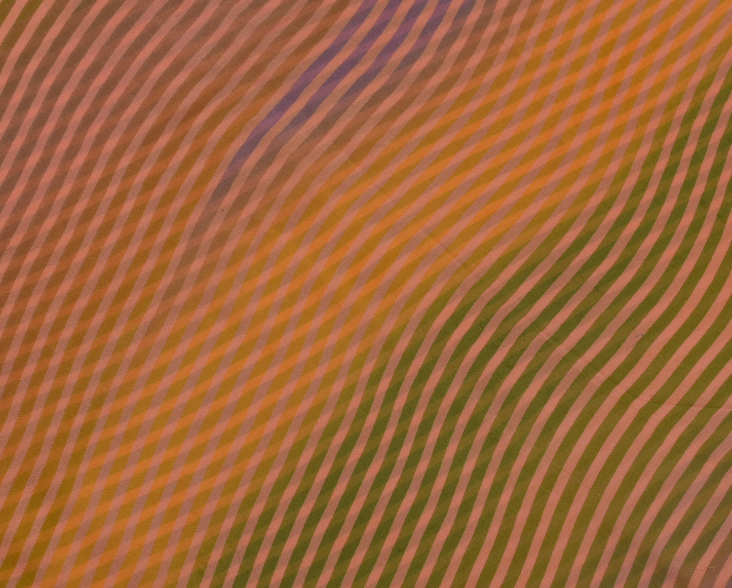 Sushila Vintage Peach Saree 100% Pure Georgette Silk Printed Strips Craft Fabric