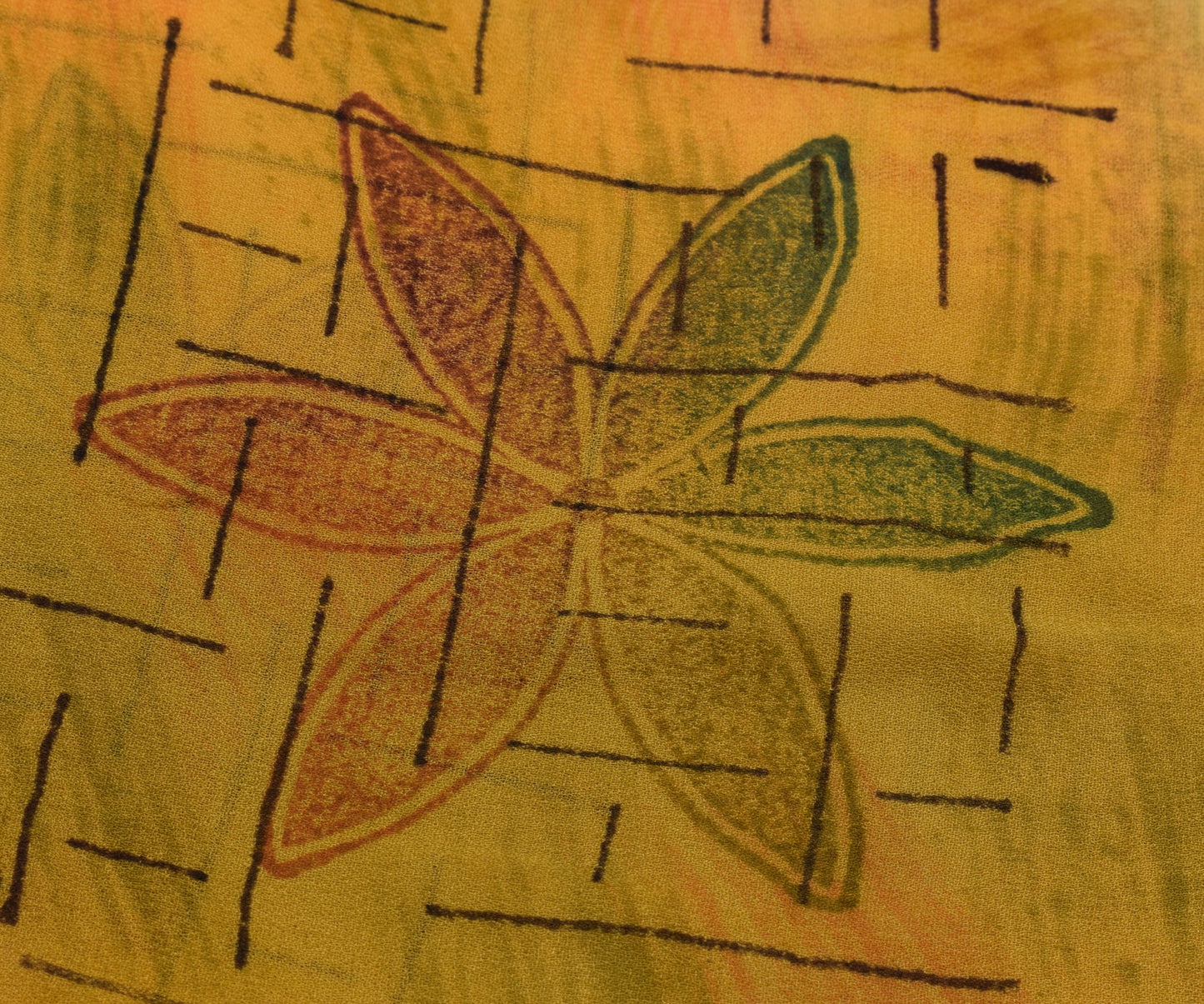 Sushila Vintage Saree 100% Pure Georgette Silk Printed Floral 5 YD Craft Fabric