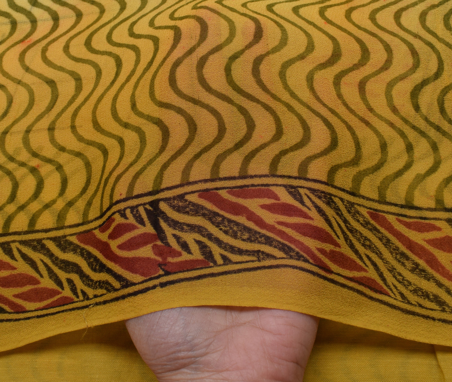 Sushila Vintage Saree 100% Pure Georgette Silk Printed Floral 5 YD Craft Fabric