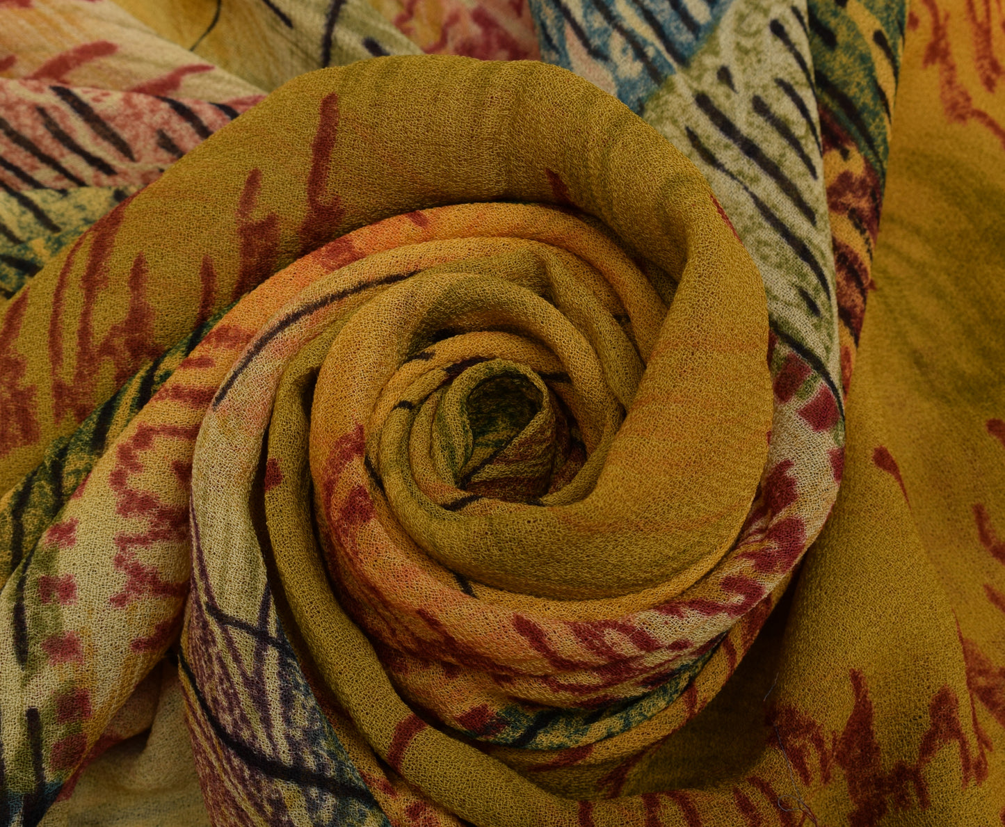 Sushila Vintage Saree 100% Pure Georgette Silk Printed Floral 5 YD Craft Fabric