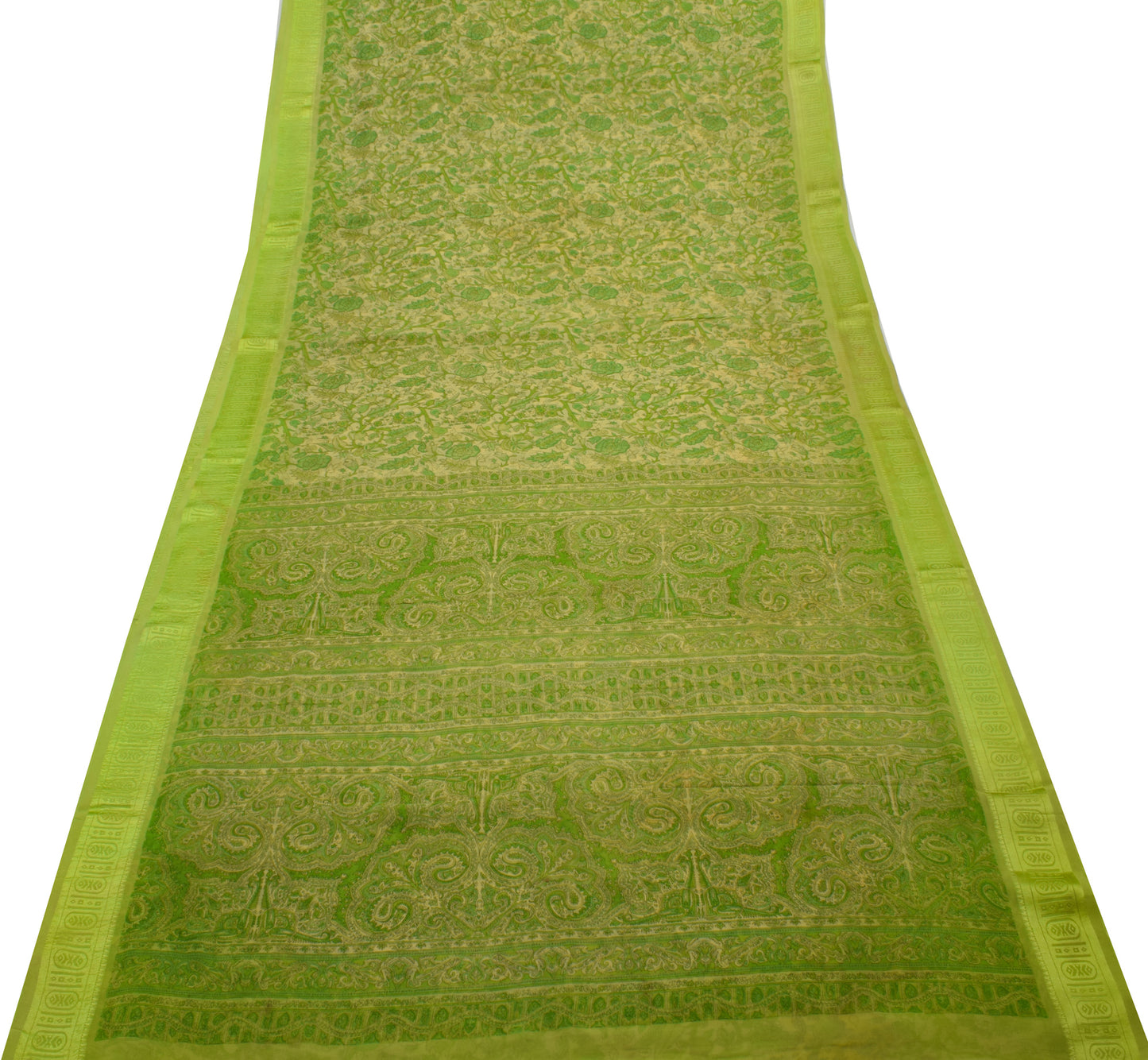 Sushila Vintage Saree 100% Pure Georgette Silk Printed Floral 5 YD Craft Fabric