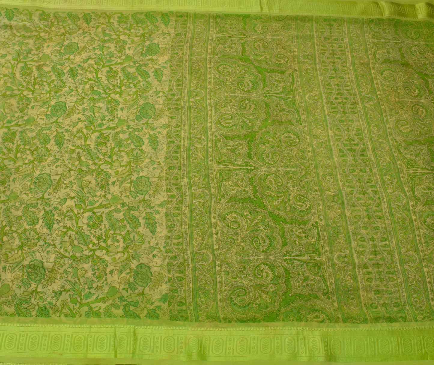 Sushila Vintage Saree 100% Pure Georgette Silk Printed Floral 5 YD Craft Fabric