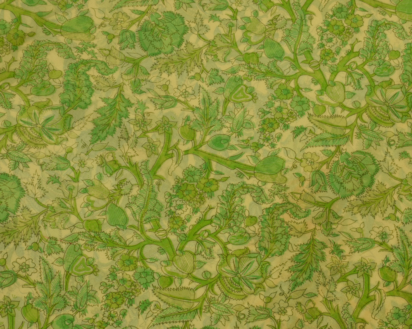 Sushila Vintage Saree 100% Pure Georgette Silk Printed Floral 5 YD Craft Fabric