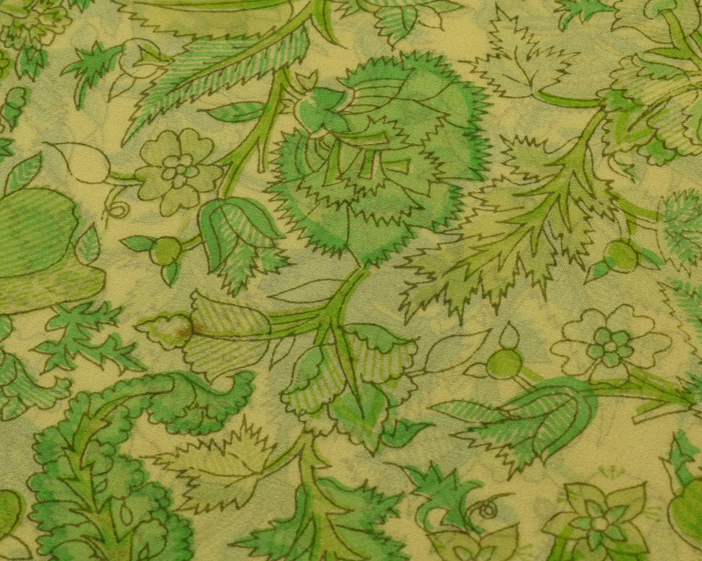 Sushila Vintage Saree 100% Pure Georgette Silk Printed Floral 5 YD Craft Fabric