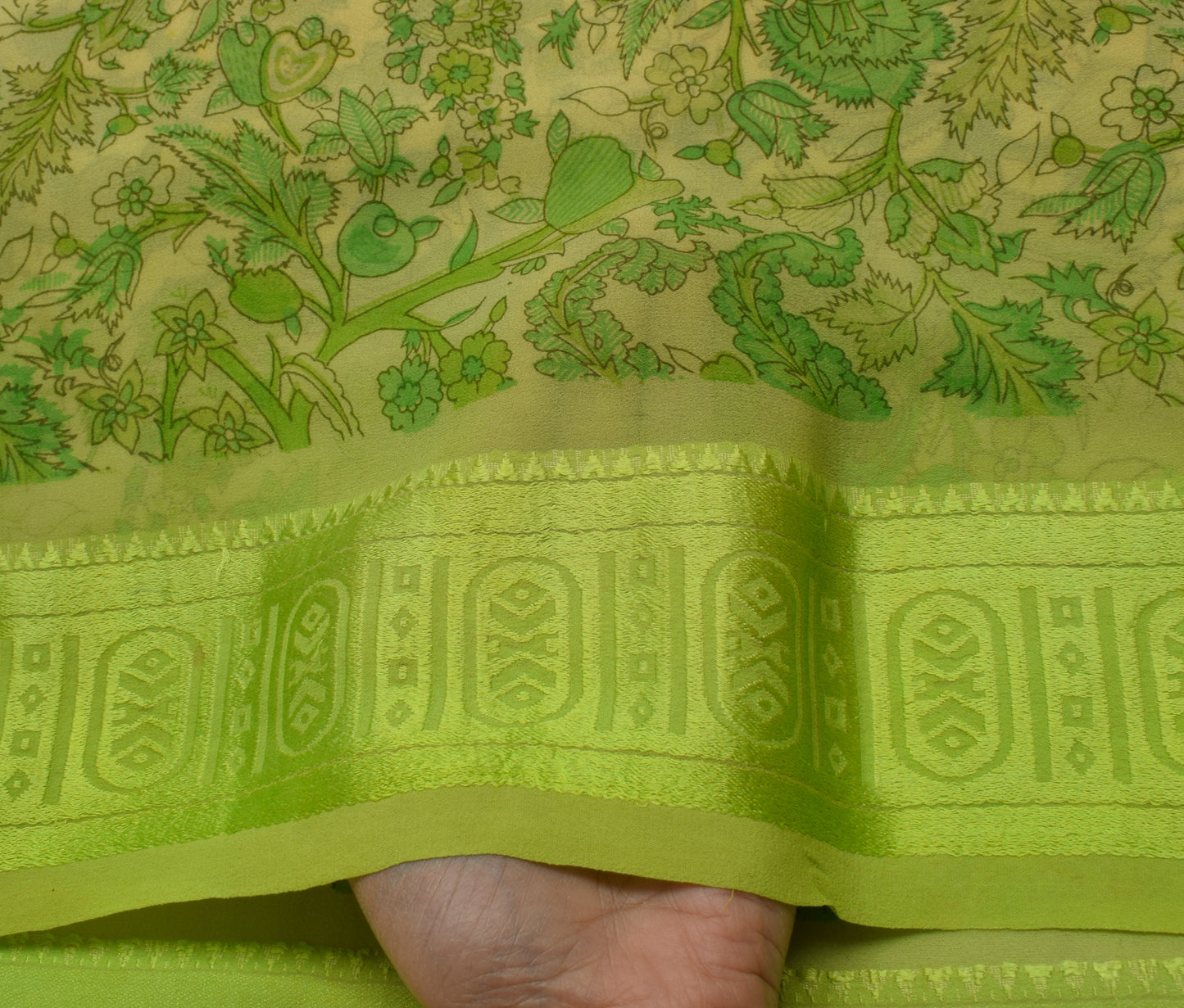 Sushila Vintage Saree 100% Pure Georgette Silk Printed Floral 5 YD Craft Fabric