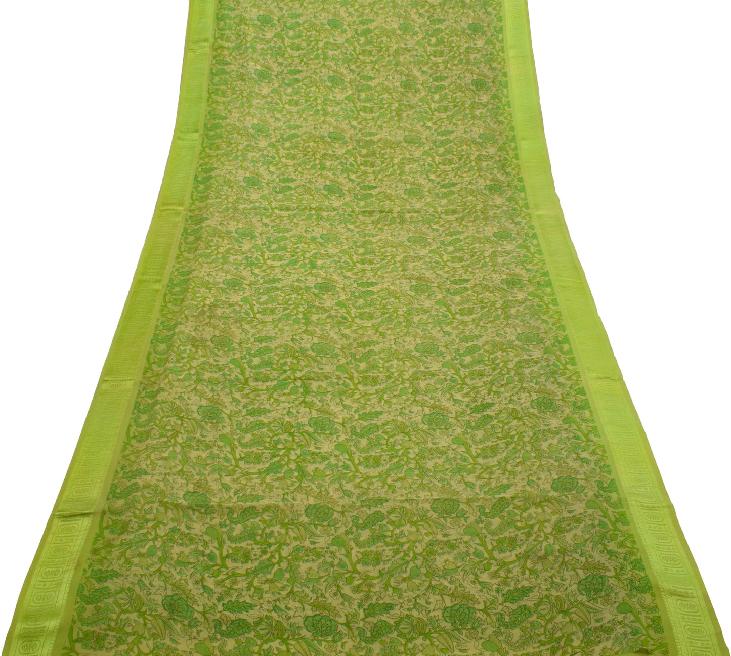 Sushila Vintage Saree 100% Pure Georgette Silk Printed Floral 5 YD Craft Fabric