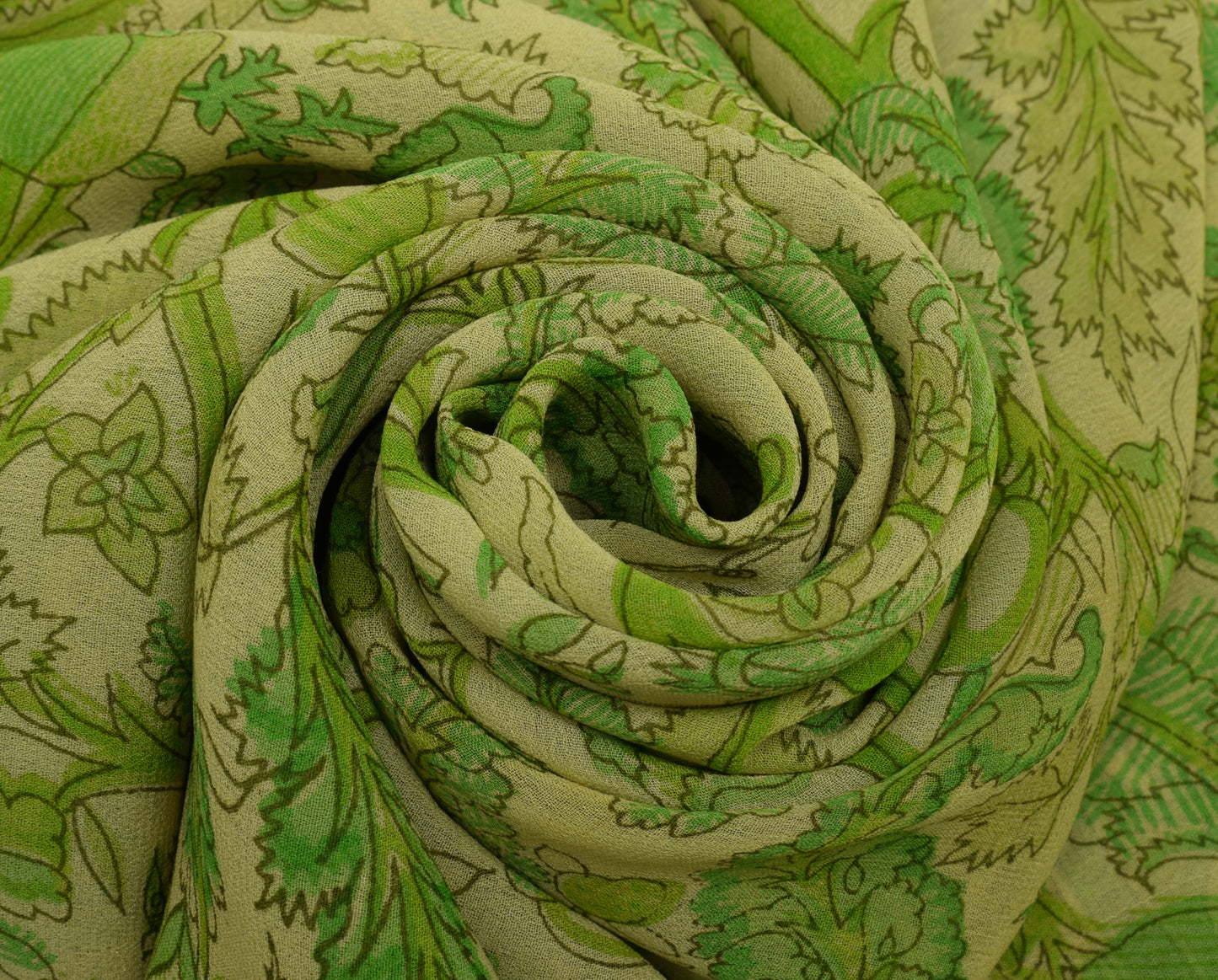 Sushila Vintage Saree 100% Pure Georgette Silk Printed Floral 5 YD Craft Fabric