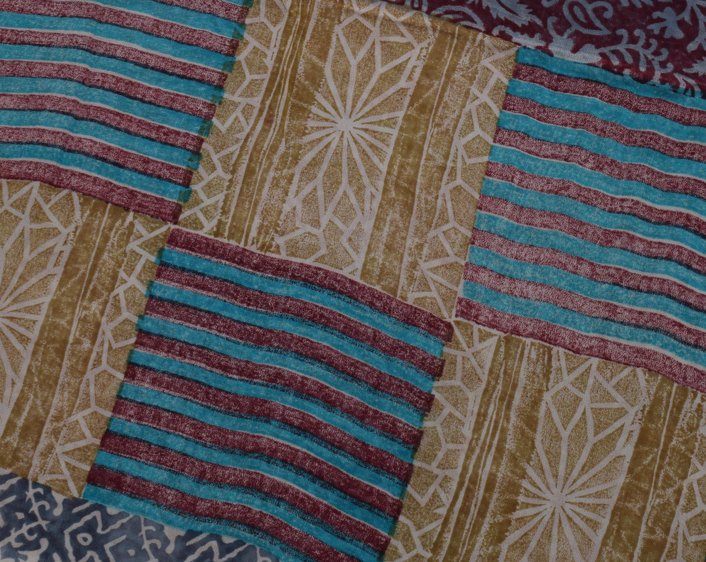 Sushila Vintage Saree 100% Pure Georgette Silk Printed Paisley 5 YD Craft Fabric