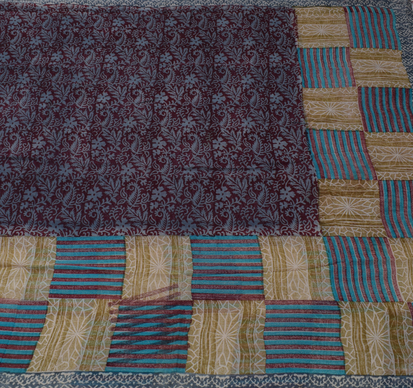 Sushila Vintage Saree 100% Pure Georgette Silk Printed Paisley 5 YD Craft Fabric