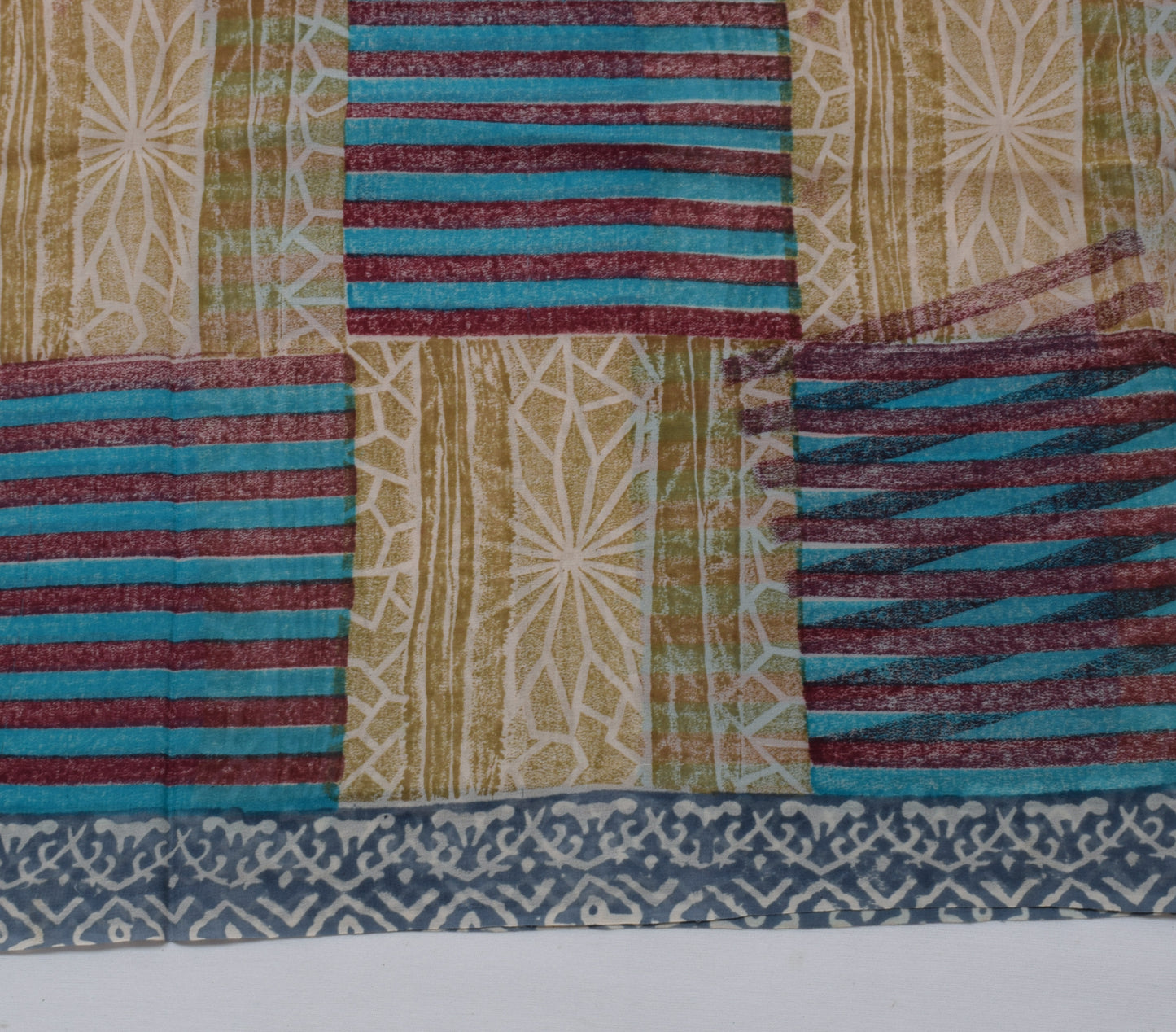 Sushila Vintage Saree 100% Pure Georgette Silk Printed Paisley 5 YD Craft Fabric