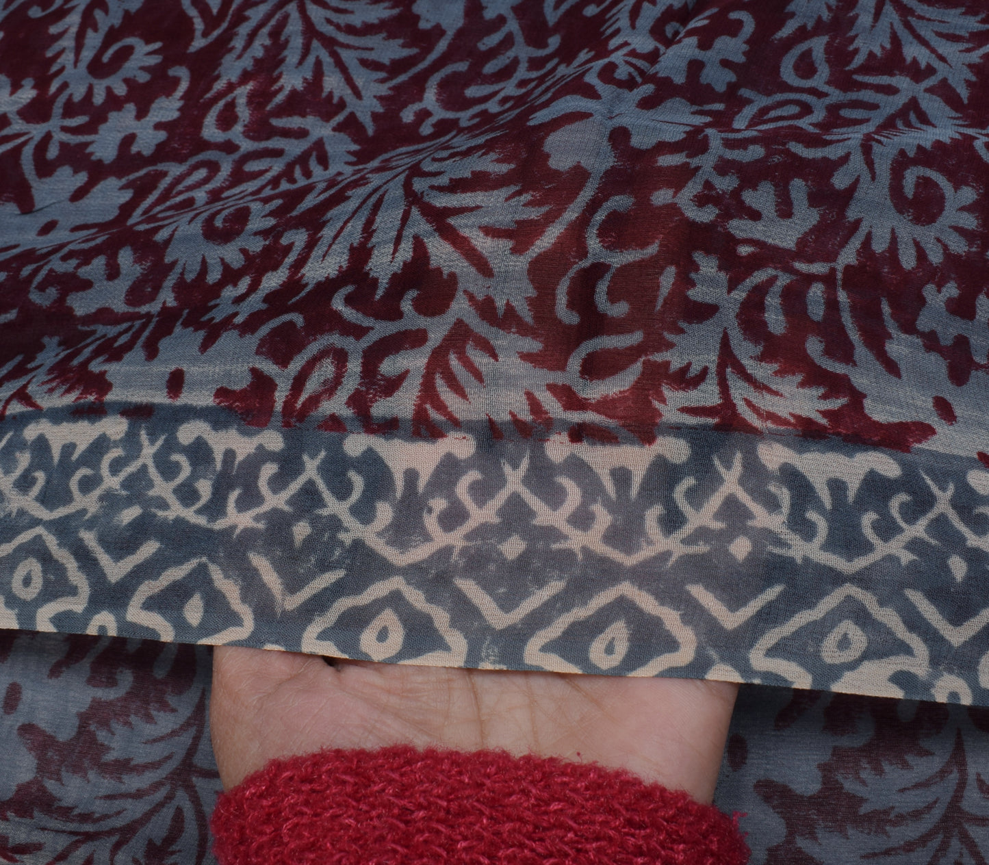 Sushila Vintage Saree 100% Pure Georgette Silk Printed Paisley 5 YD Craft Fabric