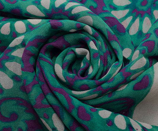 Sushila Vintage Branded Saree 100% Pure Georgette Silk Hand Printed Craft Fabric