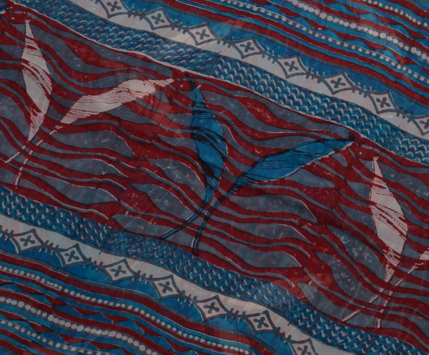 Sushila Vintage Gray Saree 100% Pure Georgette Silk Printed 5 Yard Craft Fabric