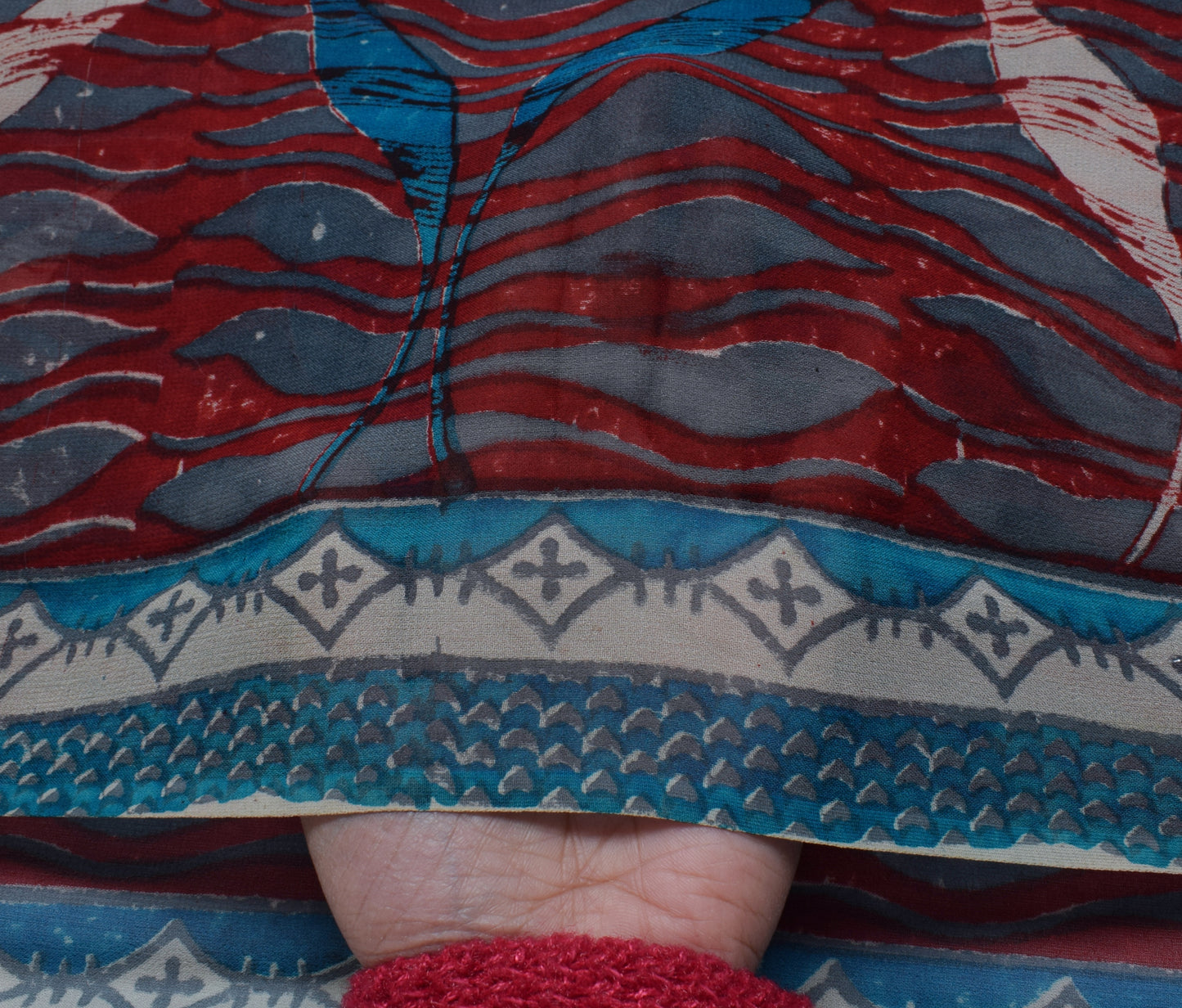 Sushila Vintage Gray Saree 100% Pure Georgette Silk Printed 5 Yard Craft Fabric