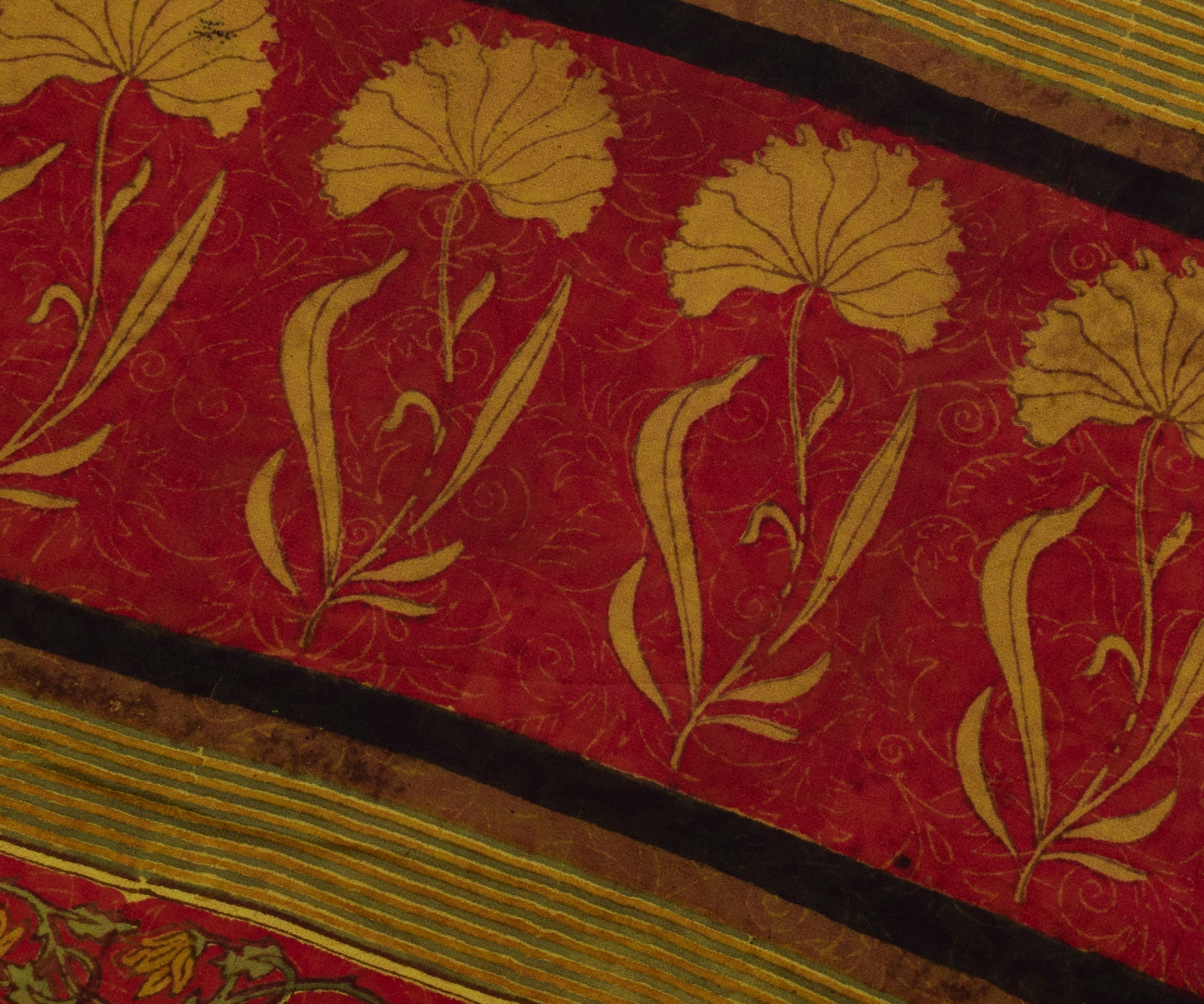 Sushila Vintage Indian Saree Pure Georgette Silk Printed Floral Craft Fabric