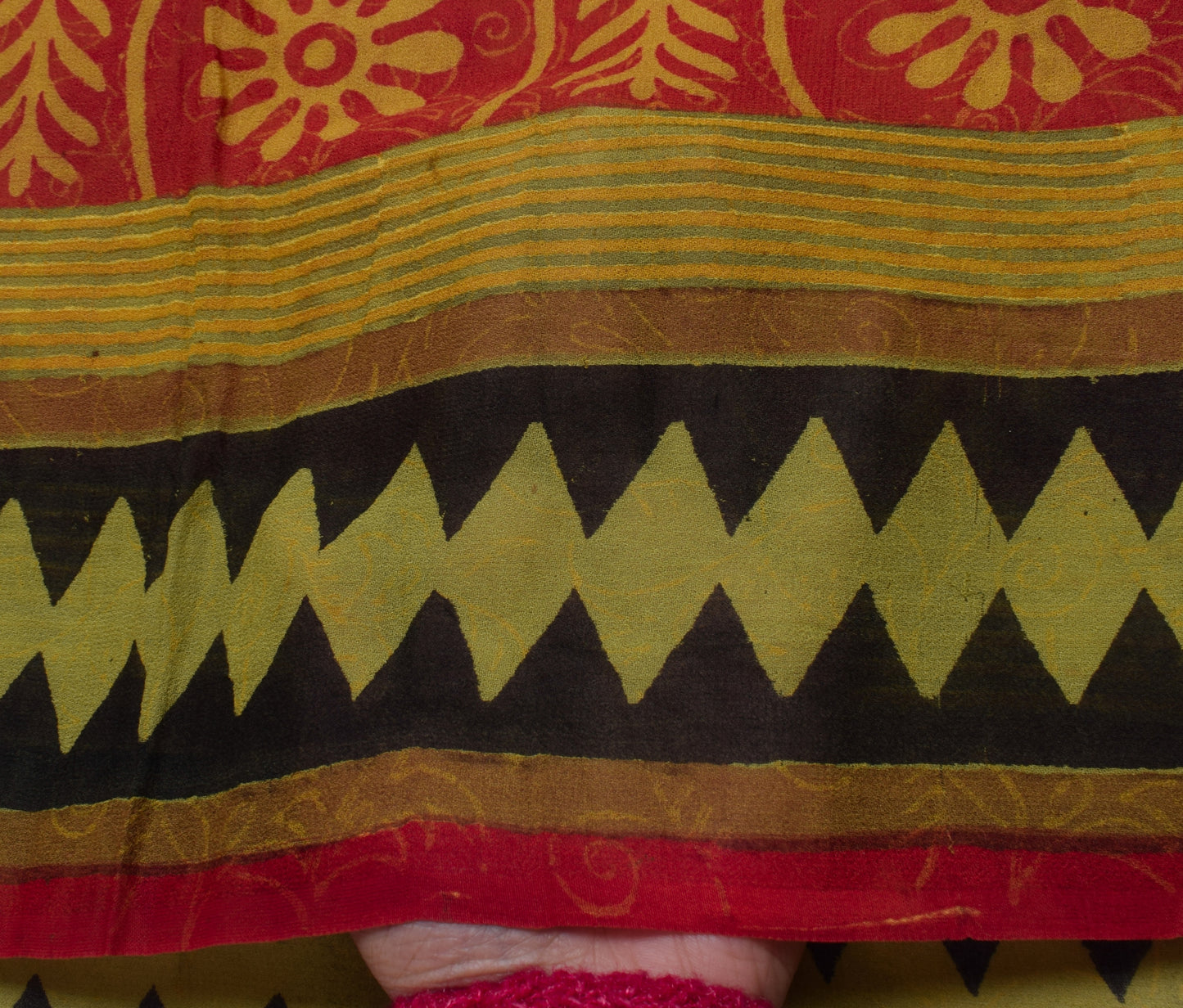 Sushila Vintage Indian Saree Pure Georgette Silk Printed Floral Craft Fabric