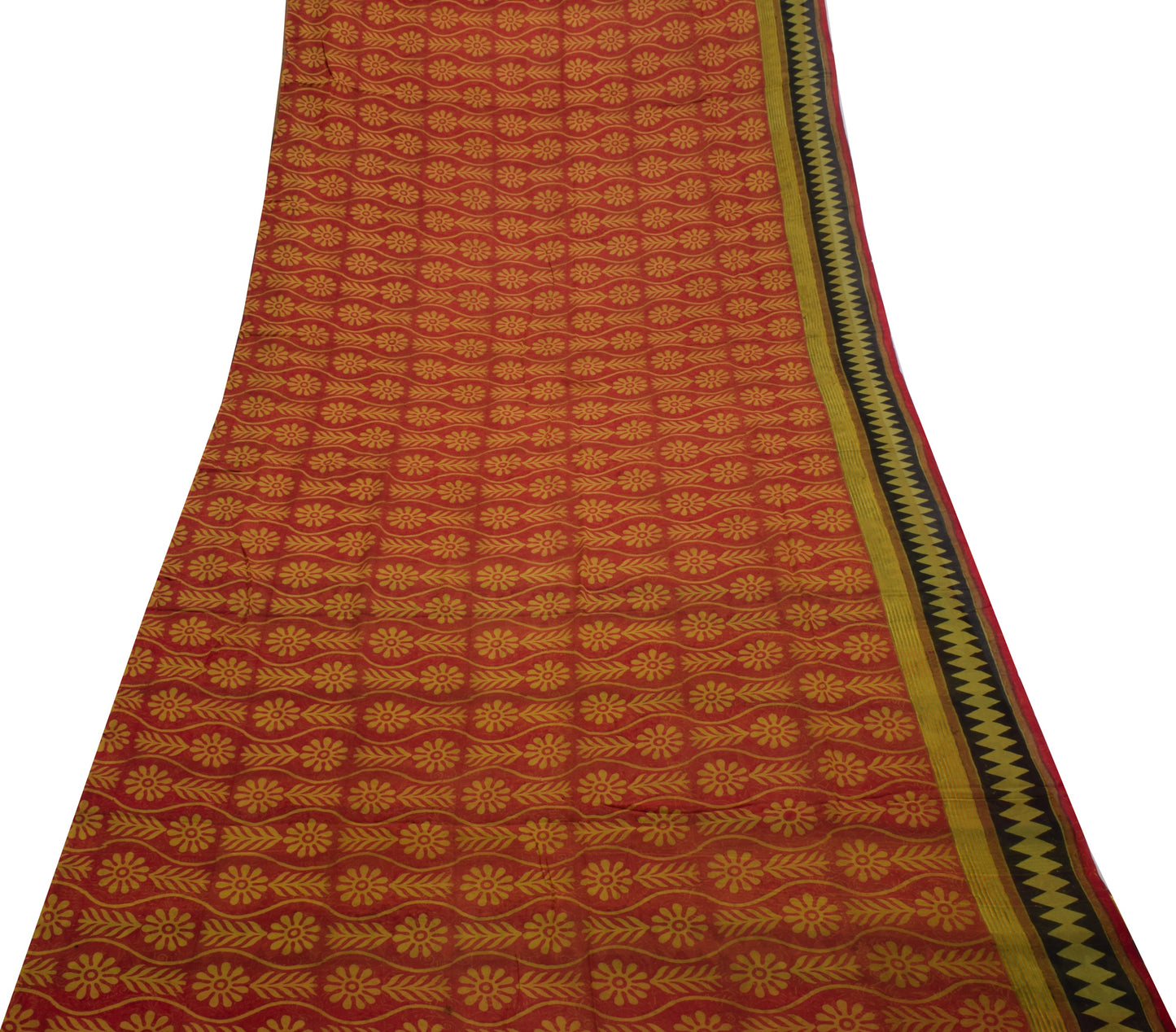 Sushila Vintage Indian Saree Pure Georgette Silk Printed Floral Craft Fabric