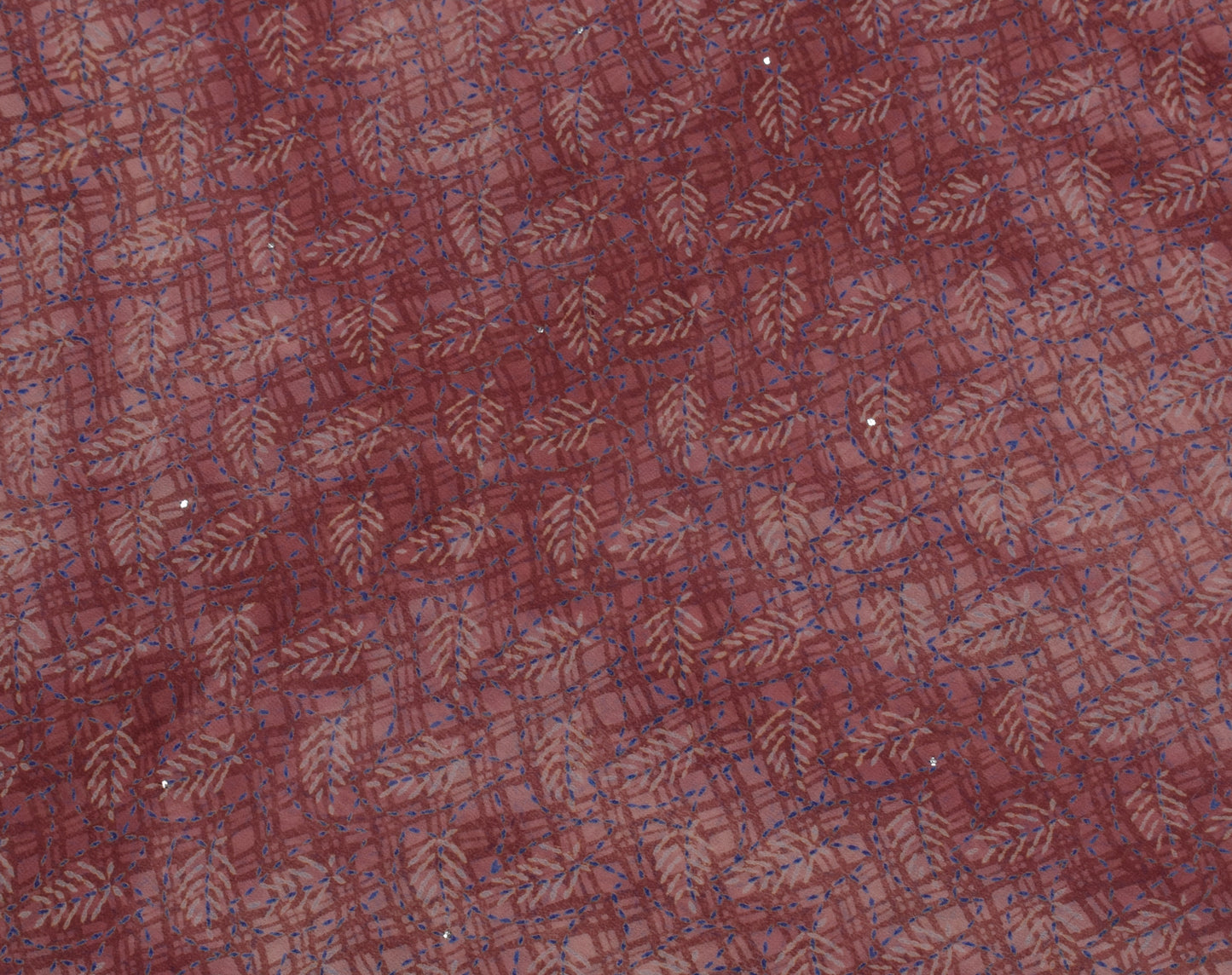 Sushila Vintage Indian Saree 100% Pure Georgette Silk Printed Craft Sari Fabric