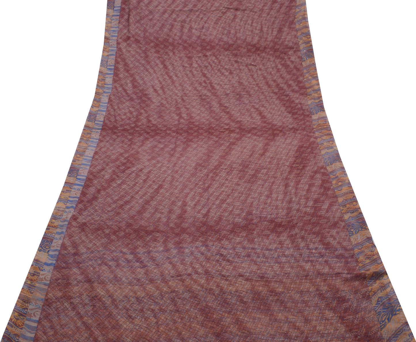 Sushila Vintage Indian Saree 100% Pure Georgette Silk Printed Craft Sari Fabric