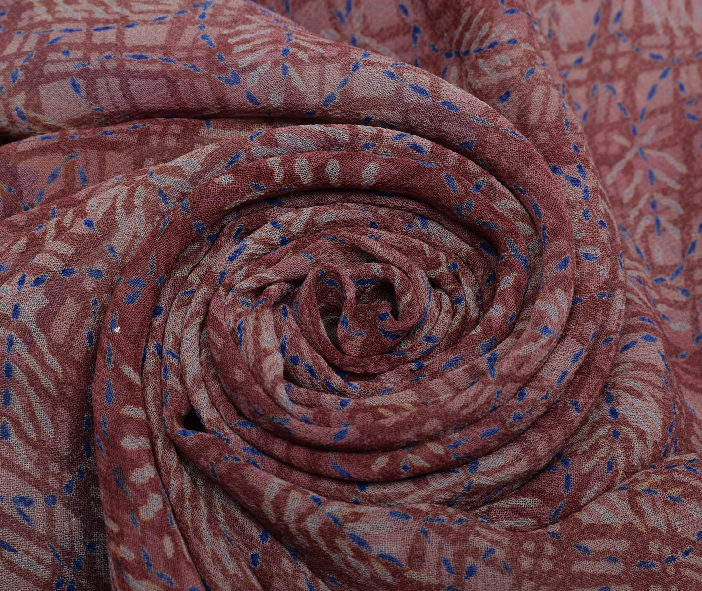 Sushila Vintage Indian Saree 100% Pure Georgette Silk Printed Craft Sari Fabric